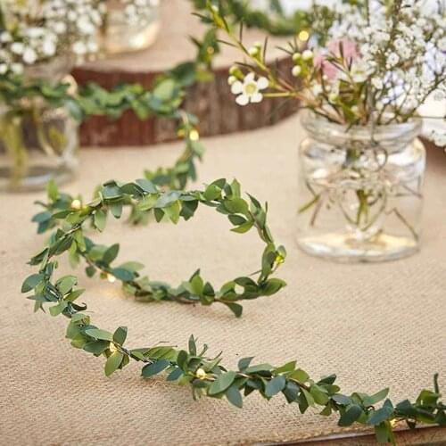 2M 20LED Green Leaf Garland Fairy LED String Lights Artificial Leaf Vine for Christmas Home Wedding Birthday Party Decorations