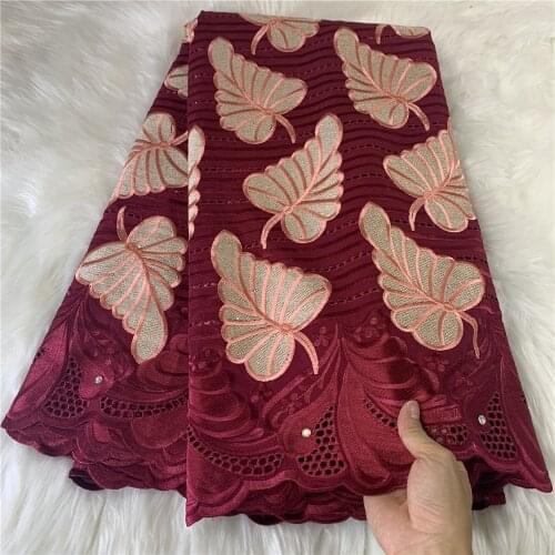 Leaf Pattern Cotton Lace Swiss Voile Lace In Switzerland Embroidery Swiss African Dry Lace Fabric For Formal Party Dresses