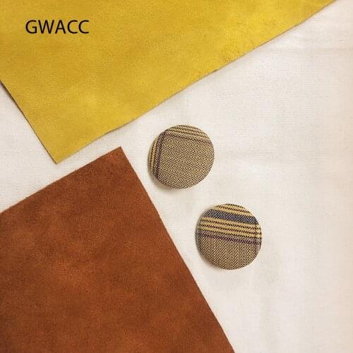 INKDEW Plaid Striped Stud Earrings For Women Button Shape Round Big Earrings Colorful Geometric Personality Fashion Jewelry Gift