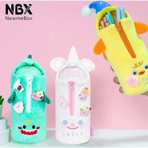 Kawaii Plush Kid Pencil Case Large Capacity Animal Pencilcase Pen Pouch Box Korean Stationery Kawaii Bag Cute School Supplies