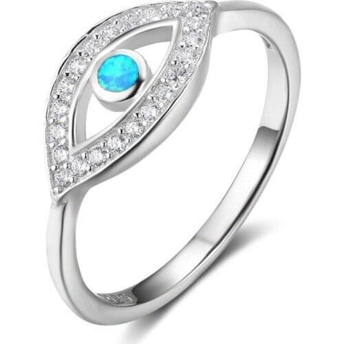 Crystal Blue Opal Turkey Evil Eyes Rings for Women Alloy Religious Jewelry Nice Gift Fashion Evil Eyes Finger Rings