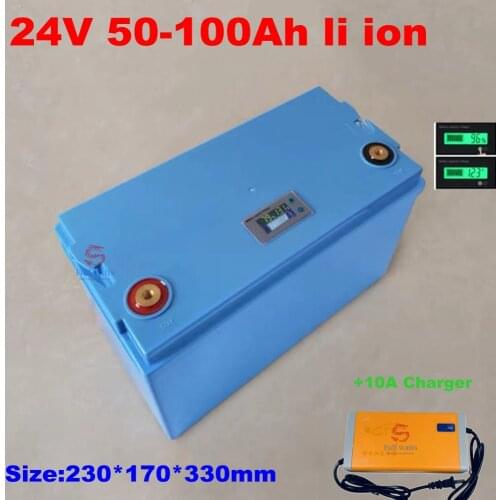 24V 100AH 50Ah 50Ah 80Ah 120Ah Lithium ion Battery li ion with BMS 7S for Golf Cart Forklift fork carava Camper +10A Charger