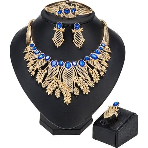 MUKUN Gold Jewelry Sets Women Necklace Earrings Dubai African Indian Bridal Accessory flowers Jewelry sets Necklace Wholesale
