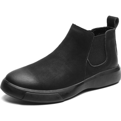 Men Boots Leather Winter Boots For Men Slip-on Mens Ankle Boots British Style Pointed Toe Winter Shoes Big Size 47
