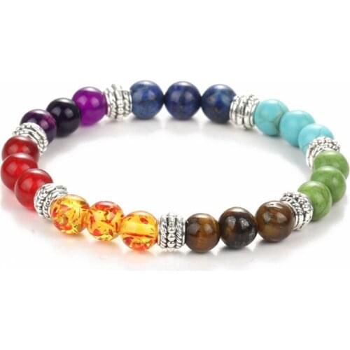 1Pcs 7 Chakra Mixed Stone Healing Pray Mala Chakra Bracelet Buddha Beads Jewelry Men Women Bracelet Wholesale