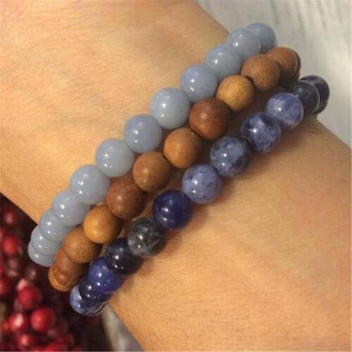 Ruyipcs 6mm Natural Blue Sodalite Handmade Mala Bracelet Healing Meditation Buddhism Ruyi Pray Reiki Spirituality Cuff