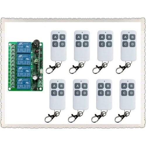 NEW DC12V 4CH 4Channe 10A RF wireless remote control switch System, 8X Transmitter + 1 X Receiver,315/433 MHZ