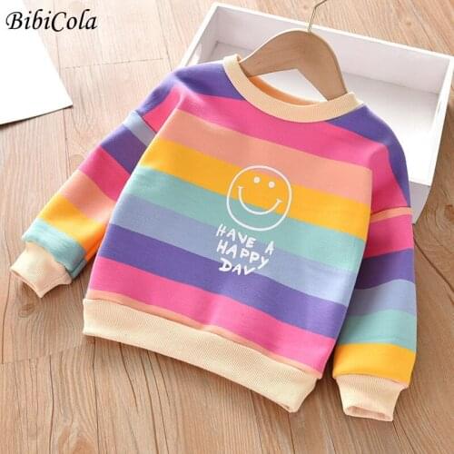 Autumn Winter Clothes Girls Rainbow Pullover Sweatshirt Baby Kids Long Sleeve Tops Toddler Children Pullover For Girls 2-6Y