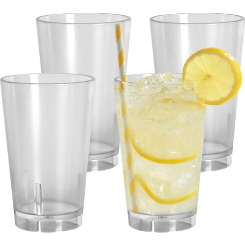 Plastic Glasses Drinking , Glass Tumblers Set of 4 350ml/12oz, Plastic Cups Stackable Water Glasses Transparent
