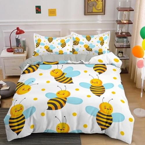 Sweet Honeybee Bedding Set For Kids Adult Duvet Cover Bed Sets King Queen Double Single Size Bedclothes 2/3 Pieces