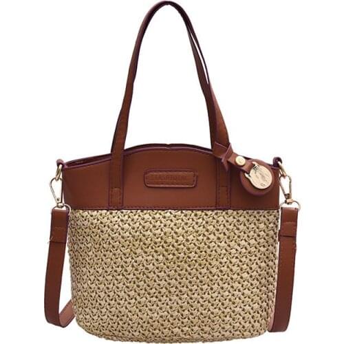 Fashion Hand-Woven Straw Bag Clutch Handbag Summer Beach Crossbody Travel Bucket Mini Handbag