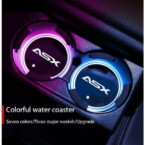 Luminous Car Water Cup Coaster Holder 7 Colorful USB Charging Car Led Atmosphere Light For Mitsubishi ASX Auto Accessories