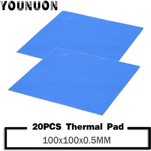 20PCS YOUNUON 100mm*100mm*0.5mm Thermal Pad GPU CPU Heatsink Cooling Conductive Silicone Pad 100x100x0.5mm 0.5mm thickness