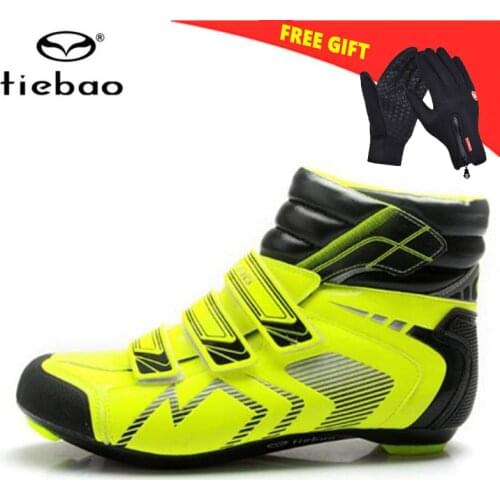 Tiebao 2021 Winter Road Cycling Shoes Ultralight Men Sapatilha Ciclismo Self-Locking Bike Breathable Profession Bicycle Racing