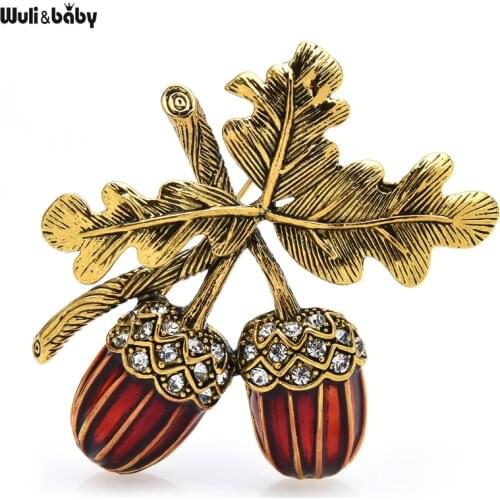 Wuli&baby Vintage Pine Cones Brooches For Women Unisex 2-color Enamel Pine Nuts Brooch Pins New Jewelry Gifts