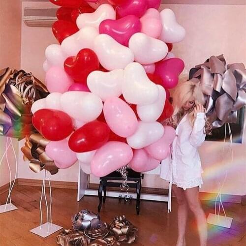 30pcs/lot Love Shaped Latex Balloon Wedding Romantic Decoration Valentines Day Birthday Party Inflatable Balls Baby Shower Suppl