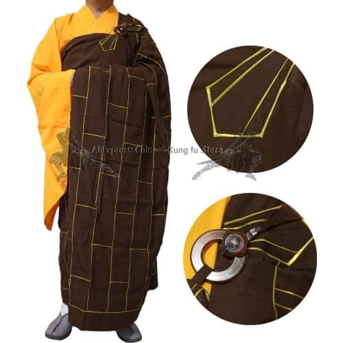 2 Pieces Buddhist Lay Monk Meditation Cloak Abbot Kesa Cassock Robes Shaolin Kung fu Suit Buddhism Dress High Quality