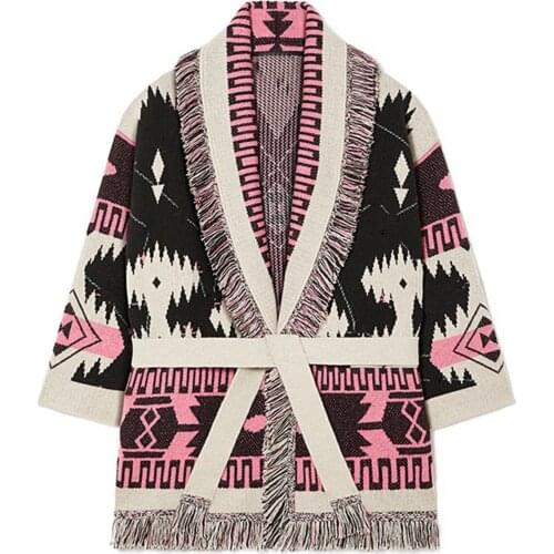 Spring Luxury 2021 High Quality Women Tassel Wool Knitted Cardigans Sweater For Female Casual Bohemian Coat