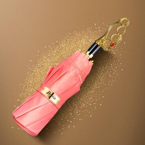 Pink women umbrella Folding business adult windproof uv protection fashion umbrella outdoor guarda chuva Rain Gear BD50UU