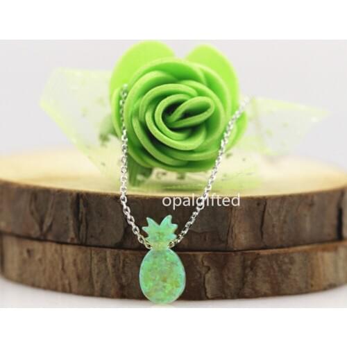 1pc/lot)Wholesale synthetic Opal Pineapple Necklaces Jewelry Light Green opal pendant necklace Girl Friend Christmas Gift 2020
