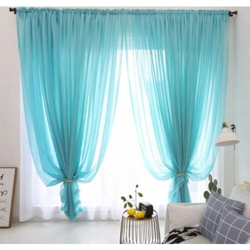 1pcs Pure Color Screen Curtains Finished Color Encryption Simple Modern Light-transmitting Living Room Balcony Curtains F8356
