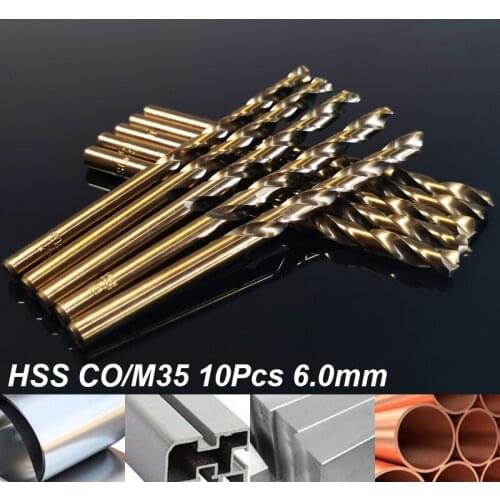 10Pcs Set 6.0MM HSS CO/M35 Twist Drill Bit Stainless Steel Hole Cutter The Whole Ground Metal Reamer Tools DIY Hand Tools Kit