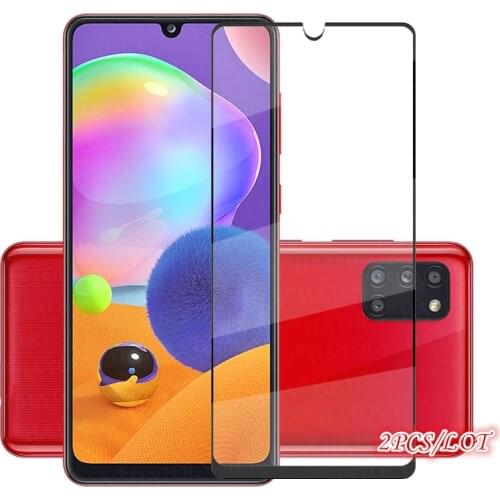 2PCS For Glass Samsung Galaxy A31 Tempered Glass Screen Protector HD Full Glue Phone Film Protective Glass on Samsung Galaxy A31