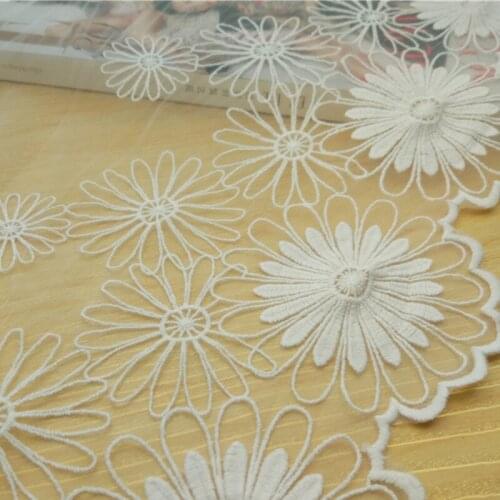2yards African lace fabric white new product pure cotton yarn embroidery lace Handmade width 21CM DIY garment sewing accessories
