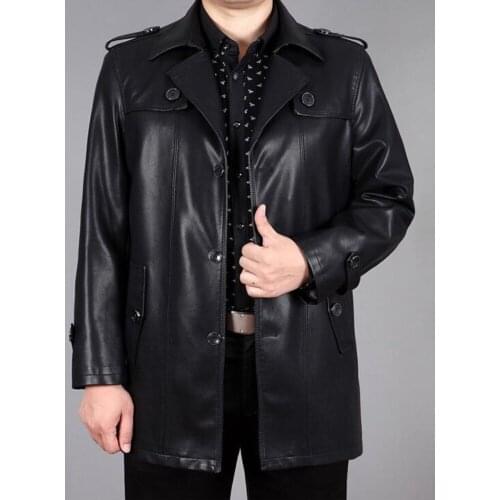 2021 Mens Genuine Leather Jacket Men Leather Clothing Medium-long Outerwear male Casual Sheepskin Leather Trench Coat Plus Size