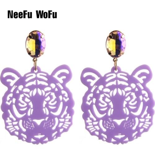 NeeFu WoFu 2020 Drop Tiger Head Earrings Resin Big Earring Large Long Brinco Ear Accessories Oorbellen Christmas Gift