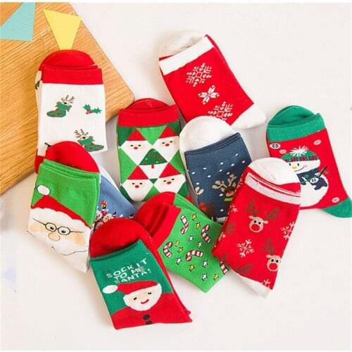 2021 Christmas women socks funny cartoon Santa Claus Christmas tree socks kawaii Cute Cartoon animal Christmas gift socks