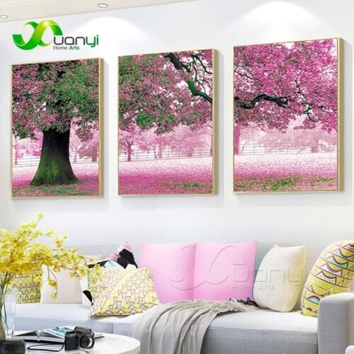 3 Panels Modern Flowers Tree Landscape Canvas Painting Home Decoration Wall Picture For Living Room Poster And Prints Unframed