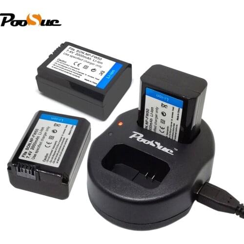 3x NP-FW50 Battery NP FW50 camera bateria +USB dual charger for Sony NEX-5 NEX-7 SLT-A55 A55 A37 A3000 A5100 A6000 A6300 A7000