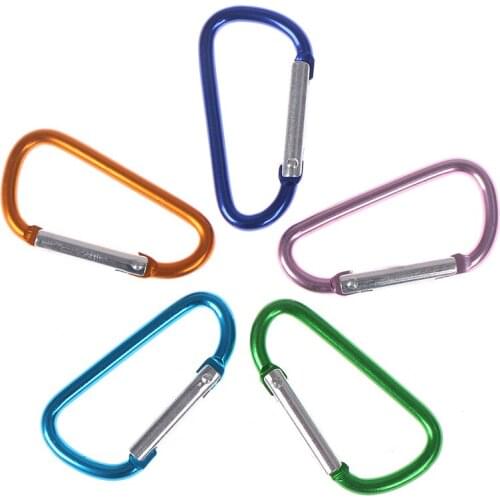 5Pcs/lot Aluminum Carabiner D-Ring Key Chain Keychain Clip Hook Outdoor Buckle Hiking Camp Key Ring Random Color
