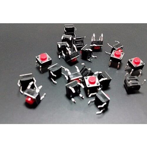 50PCS/Lot 6*6*5MM Black/ Red Small Button Switch Copper Foot Micro Square Push Button Switches Electronic Accessories 6X6X5