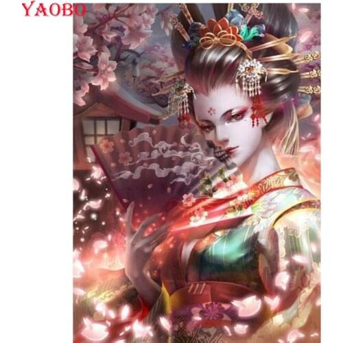 5D DIY Diamond Painting Japanese women 3D Embroidery crystal painting Cross Stitch sets Full Square Round Drill Home Decoration
