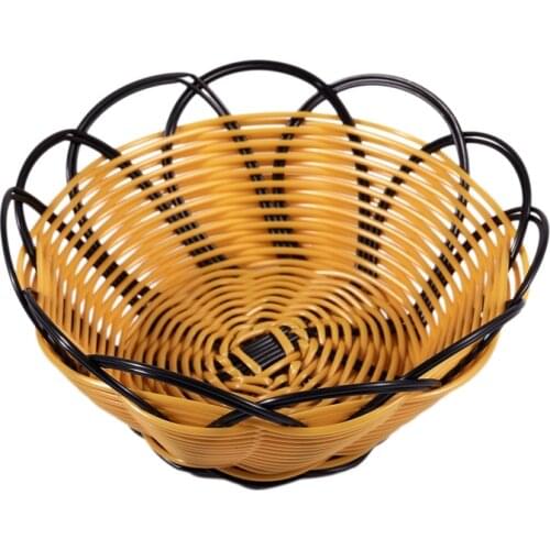 7 inch Plastic Braided Basket Fruit Vegetable Cookies Container Holder Black&orange