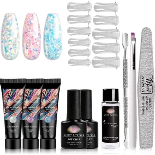 8pcs/6pcs/3pcs/5pcs/10pcs Acrylic Glitter Nail Extension UV Gel Set Nail File Mold Slip Solution Nail Art Manicure Brush Tool