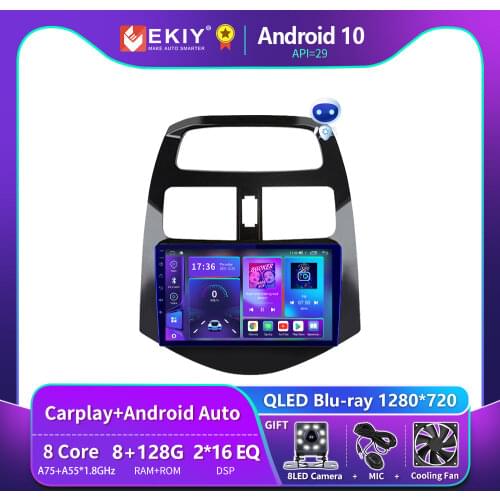 EKIY 1280*720P IPS DSP Android 10 Car Radio GPS For CHEVROLET Spark Beat M300 2010-2014 Multimedia Auto Carplay no 2 din 2din HU