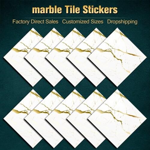 White Marble Tiles Pattern Wall Sticker Kitchen Backsplash Bathroom Wardrobe Home Decor Oil-proof Peel& Stick Art Wall Decals