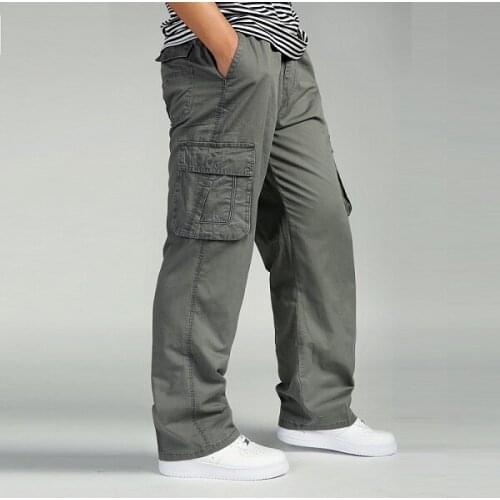 Men Spring Autumn Camping Riding Multi Pocket Straight Overalls Baggy Long Trouser 6Xl Big Size Outdoor Sports Loose Cargo Pants
