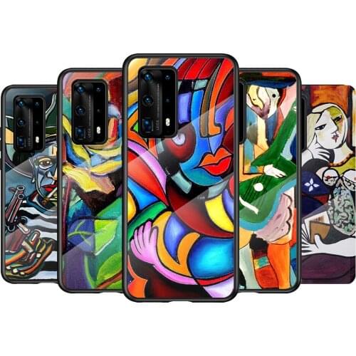 Tempered Glass Cover Picasso abstract Art For Huawei P40 P30 P20 P10 Pro Plus Lite 5G 2019 Phone Case