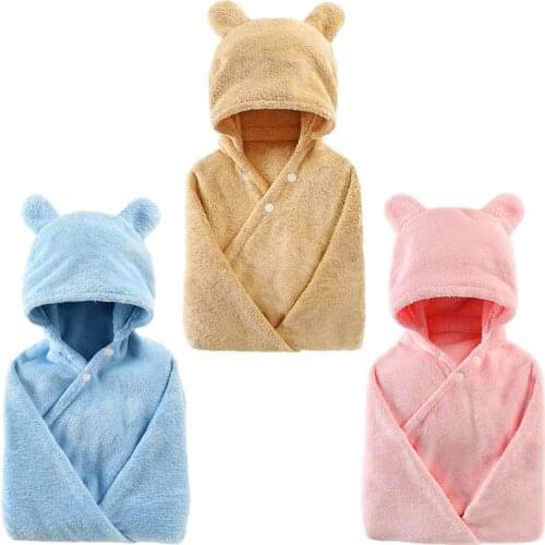 Baby Cartoon Cute Bear Animal Hooded Bath Towel Ultra Soft Super Absorbent Bathrobe Cloth Robe Unisex for Boys Girls G2AE