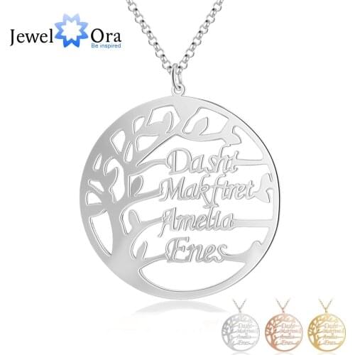 Customized Family Names Tree of Life Necklaces for Women Personalized Gold/Rose Gold Color Mother Necklaces Jewelry (NE103795)