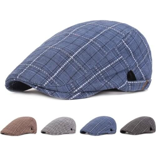 Spring Autumn Fashion Womens Mens Beret Cap Grid Beret Hats For Men Women Top Quality Flat Caps