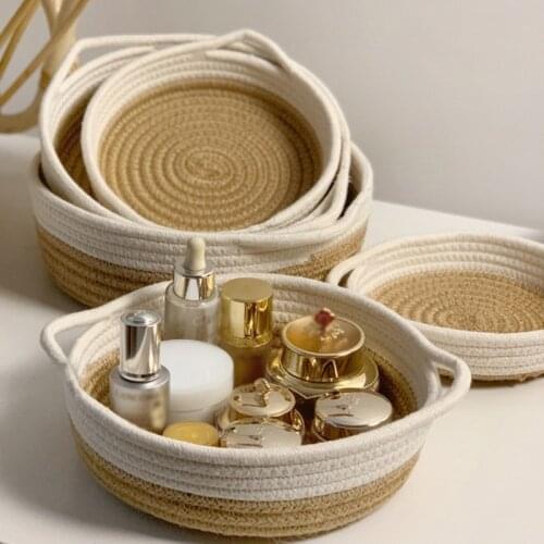 Cotton Rope Storage Basket Desktop Sundries Storage Box Bedroom Bathroom Clothes Storage Container Household Supplies