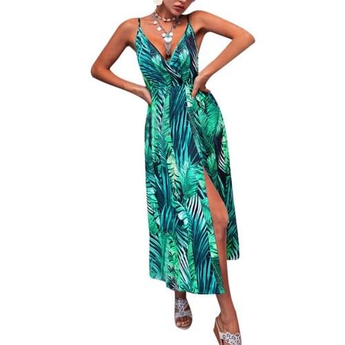 Summer Sexy V Neck Maxi Dress Women Sleeveless Spaghetti Strap Bodycon Backless Side Split Long Dresses 2021 Ladies Vestidos