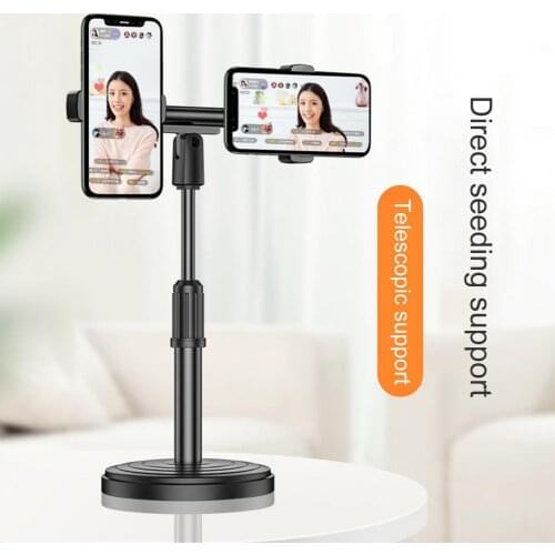 Live Multi-functional Mobile Phone Holder Stand with Double Clips for Live Video Youtube Round Base for Smartphone