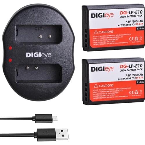 2X LP-E10 LPE10 LP E10 Battery + Dual USB Charger for Canon EOS Rebel T3 T5 T6 T7 EOS 1100D 1200D 1300D Kiss X50 X70