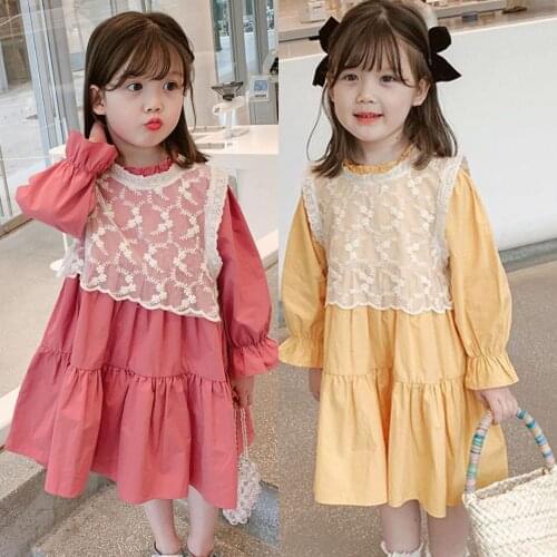Mihkalev 2021 Spring Clothes Litter Girl Cotton Ruffles Dress Long Sleeve Kids Clothes Children Birthday Party Dress